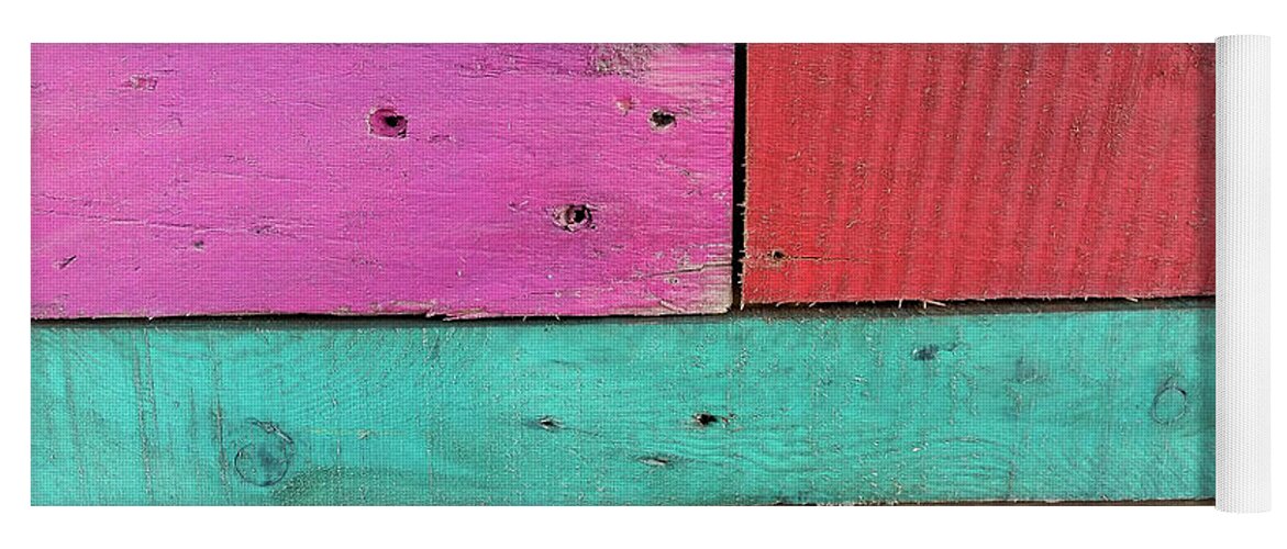 Colorful Boards Caribbean Pink Red Yellow Blue Orange Yoga Mat featuring the photograph Colorful Boards in the Caribbean by David Morehead