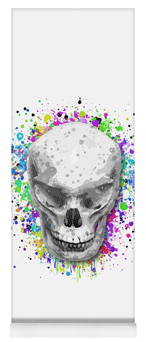 Ghost Yoga Mat featuring the mixed media Colorful Evil Skull Wall Art - High Quality by Stefano Senise