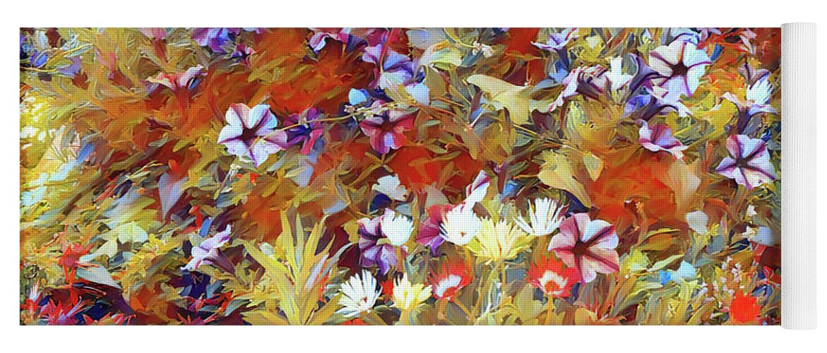 Colorful Yoga Mat featuring the painting Colorful flower meadow Impressionism by Patricia Piotrak