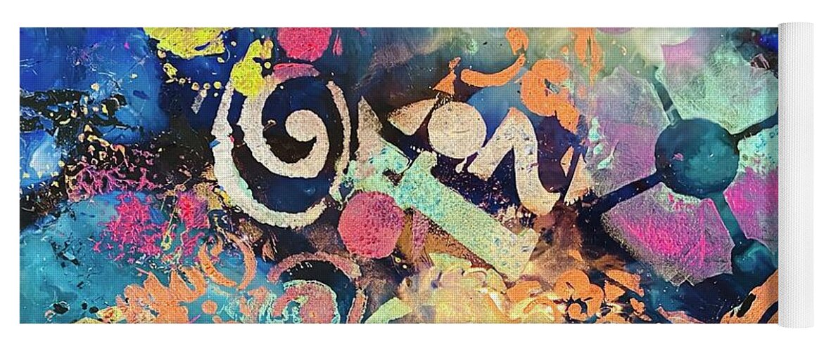 Abstract Yoga Mat featuring the painting Colorful Glitter by Tommy McDonell
