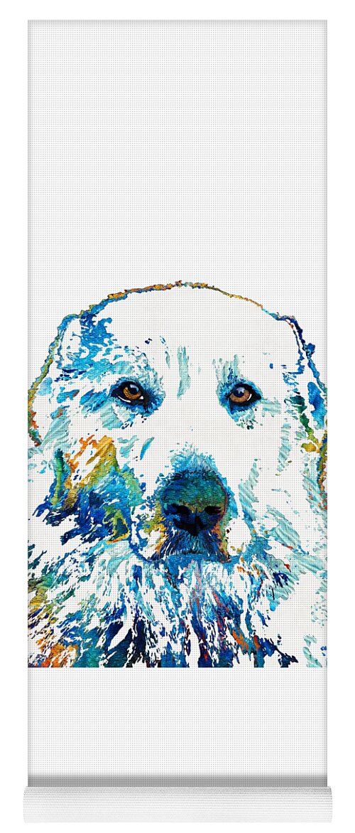 Great Yoga Mat featuring the painting Colorful Great Pyrenees Dog Art - Sharon Cummings by Sharon Cummings