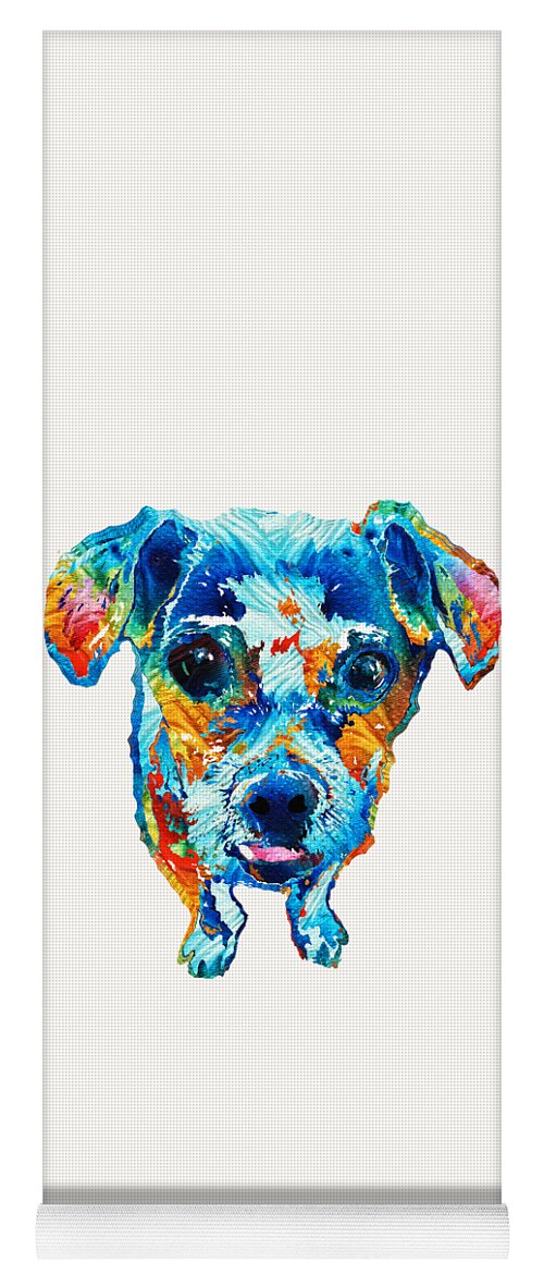 Dog Yoga Mat featuring the painting Colorful Little Dog Pop Art by Sharon Cummings by Sharon Cummings