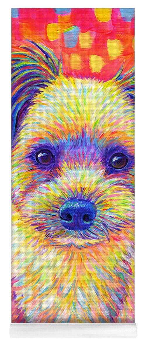 Dog Yoga Mat featuring the painting Cute Rainbow Dog by Rebecca Wang