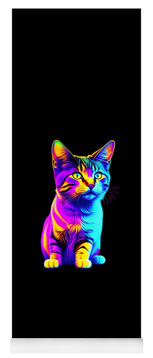 Cool Yoga Mat featuring the digital art Colorful Rainbow Kitten by Flippin Sweet Gear