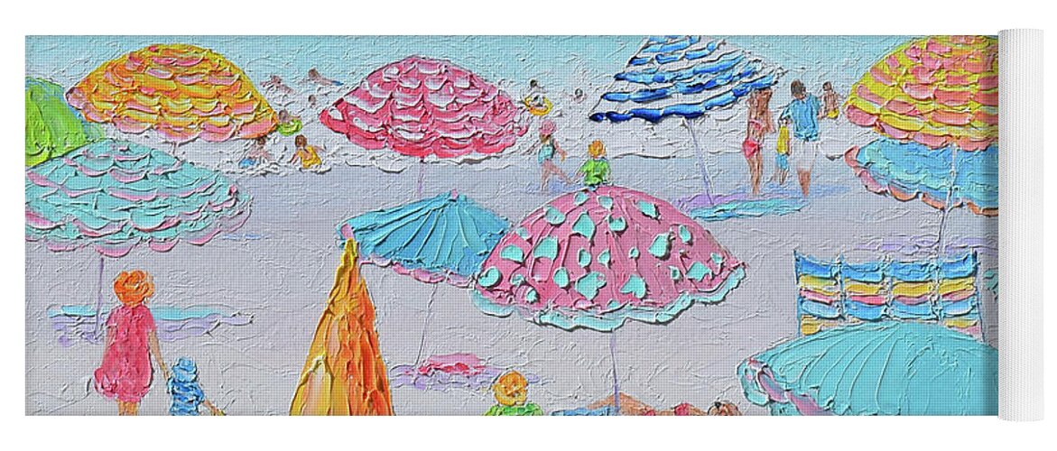 Beach Yoga Mat featuring the painting Colors of a summer day - beach scene by Jan Matson