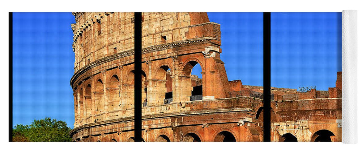 Coliseum Yoga Mat featuring the photograph Colosseum Colors Triptych by Stefano Senise
