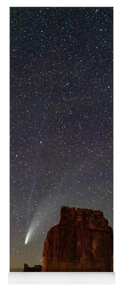 Moab Utah Night Comet Neowise Desert Colorado Plateau Yoga Mat featuring the photograph Comet NEOWISE and The Big Dipper by Dan Norris