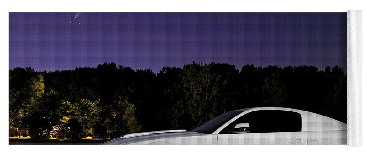 2008 Mustang Gt/cs Yoga Mat featuring the photograph Comet Neowise over a 2008 Mustang GT/CS - California Special - Automotive Astrophotography by Jason Politte