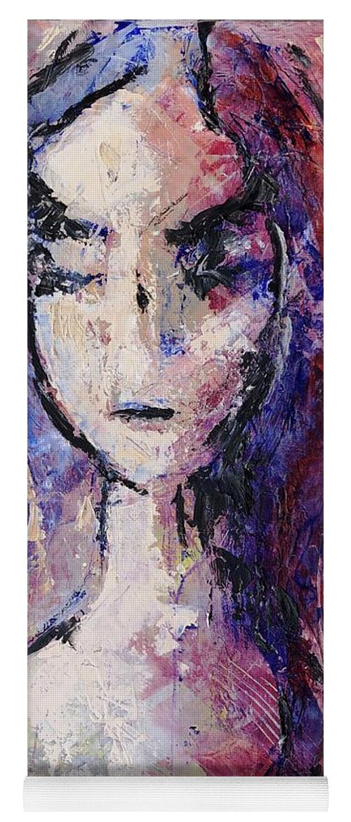 Portrait Paintings Yoga Mat featuring the painting Composed by Sharon Sieben