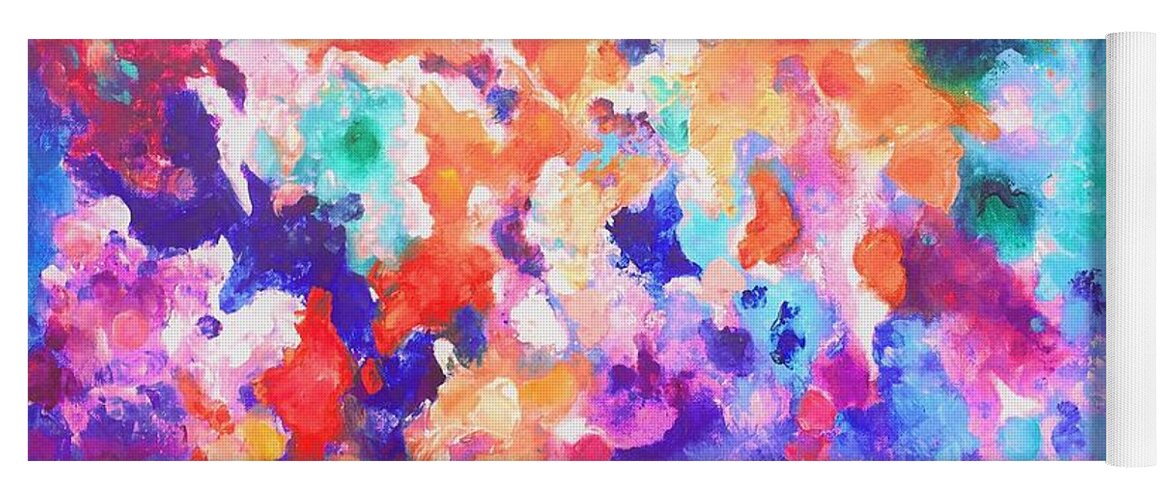 Contemporary Yoga Mat featuring the painting Composition #6. Series Cosmic Garden. by Helen Kagan