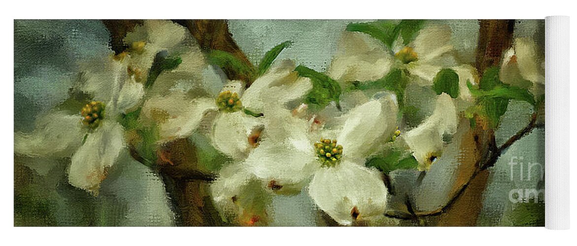 Dogwood Yoga Mat featuring the digital art Cool Breeze Painterly Pano by Lois Bryan