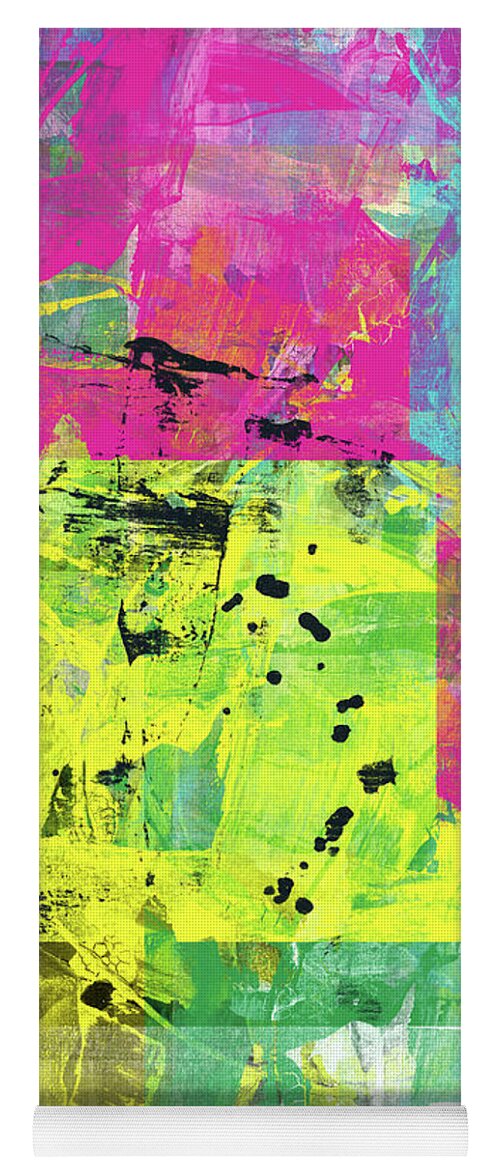Abstract Yoga Mat featuring the painting Cool Fresh Colorful Modern Abstract Painting - Welcome Spring by Modern Abstract