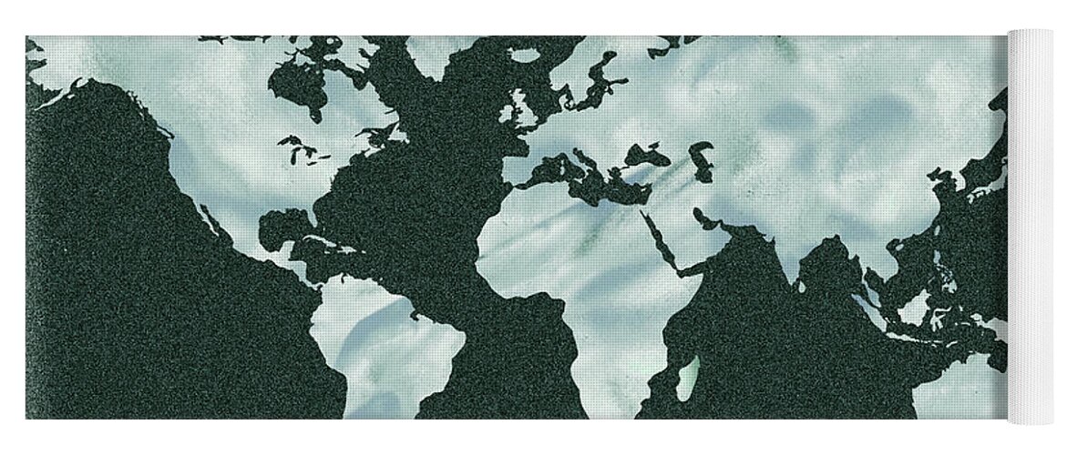 World Map Yoga Mat featuring the painting Cool Gray Watercolor Silhouette Map Of The World by Irina Sztukowski