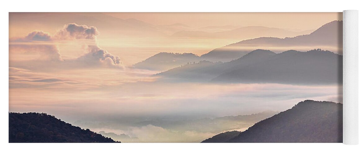 Maggie Valley Yoga Mat featuring the photograph Cool Morning As Light Hits The Mountains by Jordan Hill