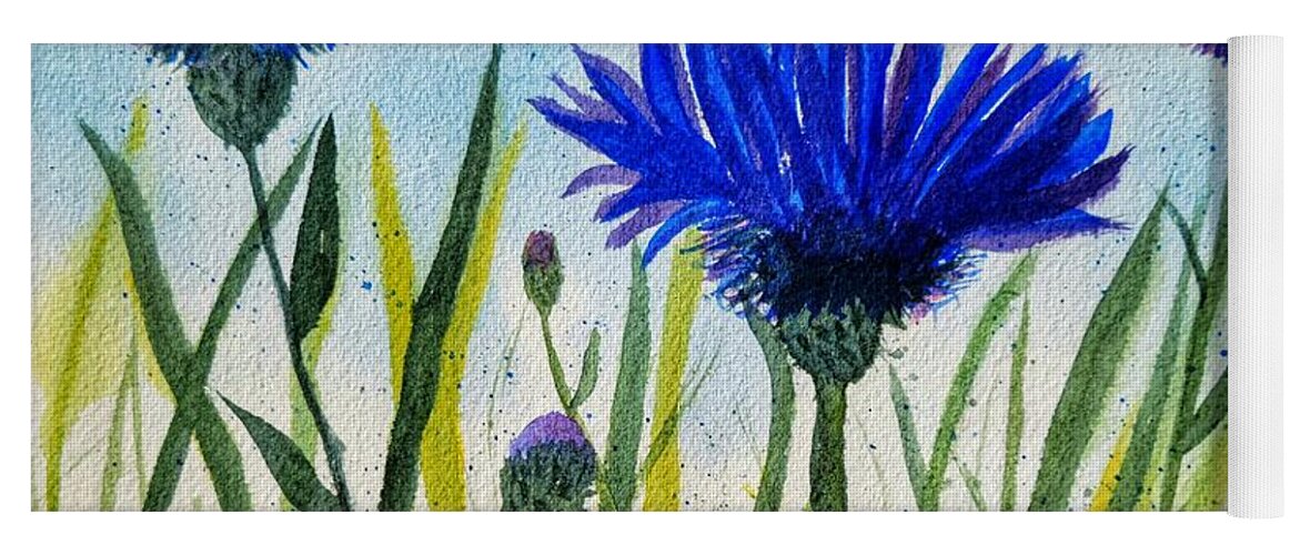  Love Yoga Mat featuring the painting Cornflowers by Shady Lane Studios-Karen Howard