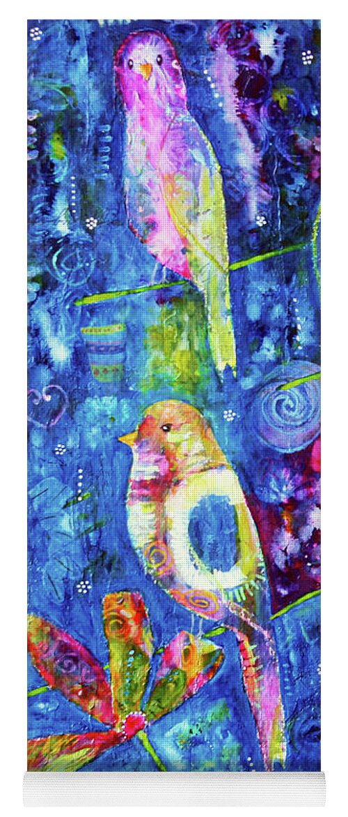 Whimsical Yoga Mat featuring the painting Cosmic Garden by Winona's Sunshyne