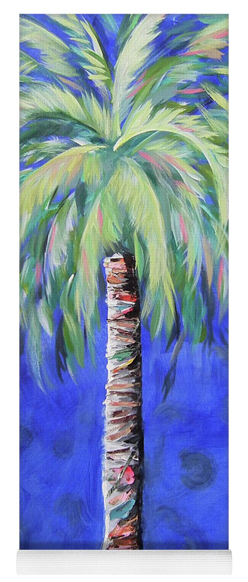 Palm Tree Yoga Mat featuring the painting Costa Blue Palm Tree II by Kristen Abrahamson