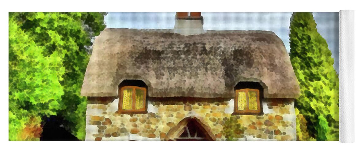 Cottage Outskirts Yoga Mat featuring the painting Cottage outskirts by George Rossidis