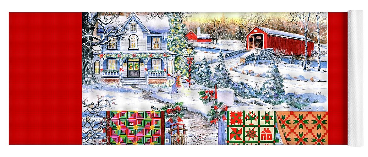 Snow Yoga Mat featuring the painting Country Christmas by Diane Phalen