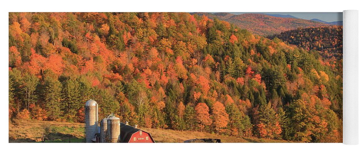 Autumn Yoga Mat featuring the photograph Country Farm in Autumn Barnet Vermont by John Burk