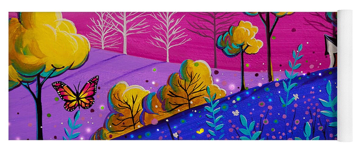 Pink Yoga Mat featuring the painting Country Lights 27 by Cindy Thornton