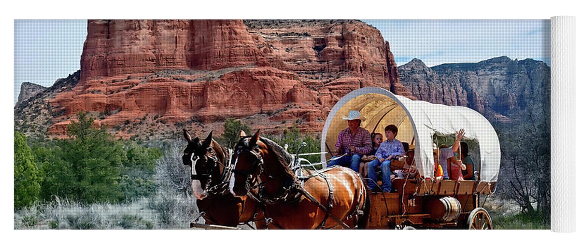 Image Yoga Mat featuring the photograph Covered Wagon in Sedona Trails by Diana Mary Sharpton