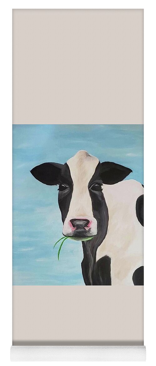 Cow Yoga Mat featuring the painting Cow by Amy Kuenzie