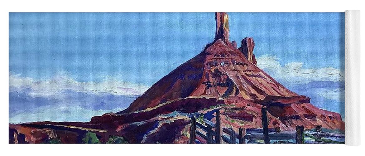 Moab Yoga Mat featuring the painting Cowboys Views by Page Holland