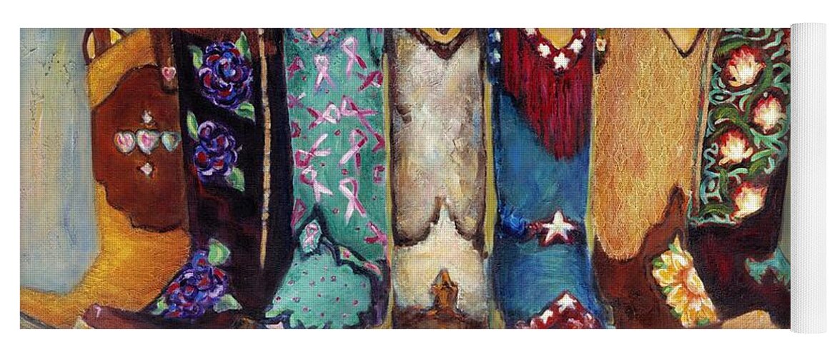 Cowgirls Yoga Mat featuring the painting Cowgirls Kickin the Blues by Frances Marino