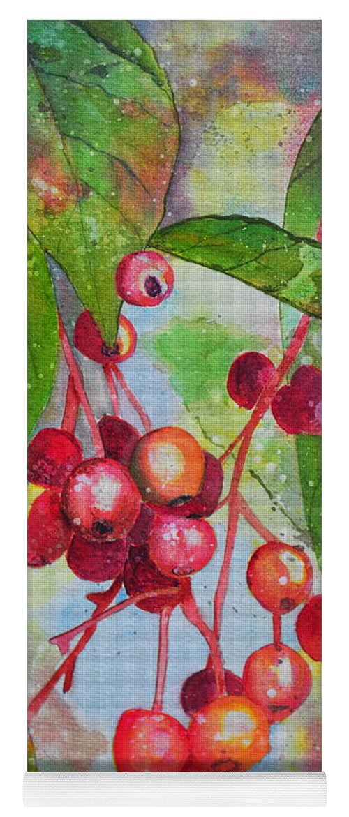 Crab Yoga Mat featuring the painting Crab Apples II by John W Walker