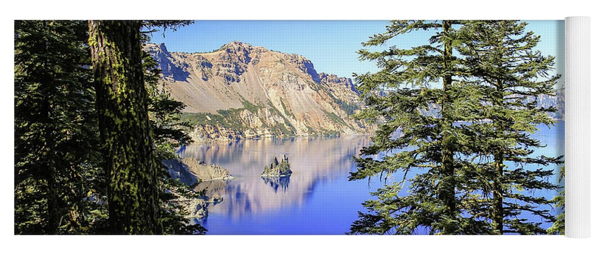 Crater Lake Yoga Mat featuring the photograph Crater Lake Reflection by Craig A Walker