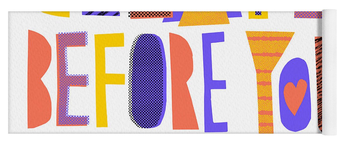 Halftone Yoga Mat featuring the painting Create Before You Consume - Art by Jen Montgomery by Jen Montgomery