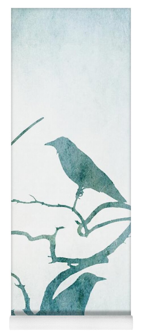Bird Yoga Mat featuring the digital art Crow Birds on Tree Bird 93 by Lucie Dumas
