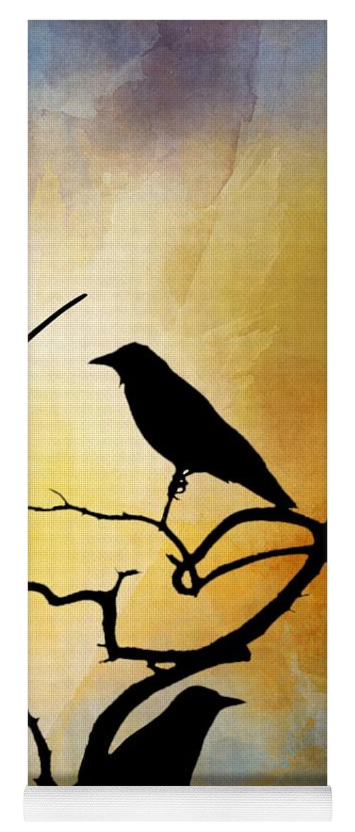 Bird Yoga Mat featuring the digital art Crow Birds on Tree Bird 95 by Lucie Dumas