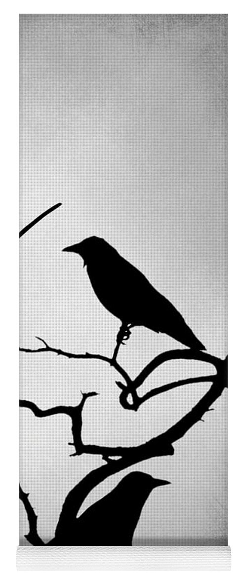 Bird Yoga Mat featuring the digital art Crow Birds on Trees Bird 89 by Lucie Dumas