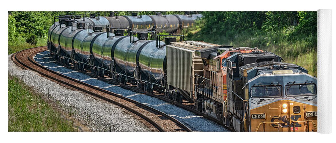 Railroad Yoga Mat featuring the photograph CSX K423-13 loaded ethanol train SB at Nortonville Ky by Jim Pearson