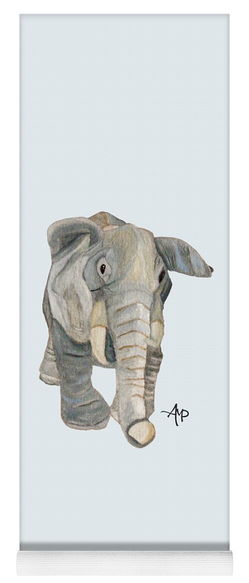 Elephant Yoga Mat featuring the painting Cuddly Elephant by Angeles M Pomata