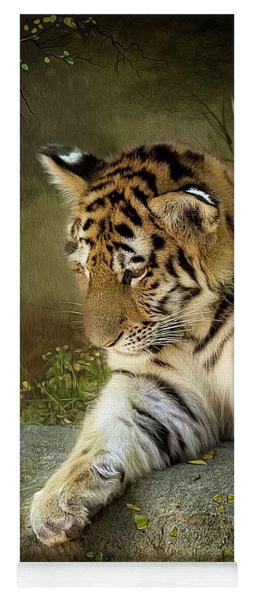 Tiger Yoga Mat featuring the digital art Curiosity by Maggy Pease