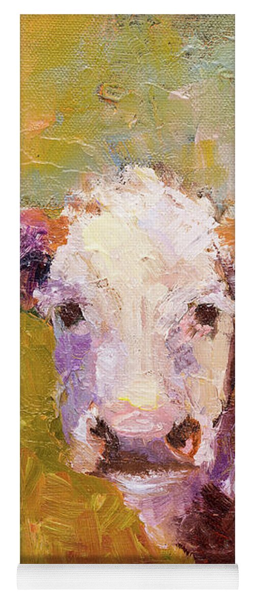 Cow Yoga Mat featuring the painting Curious Calf by Radha Rao