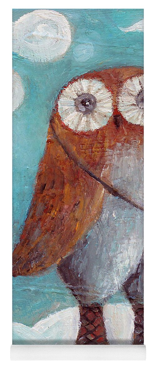 Curious Yoga Mat featuring the painting Curious Hoot by Manami Lingerfelt