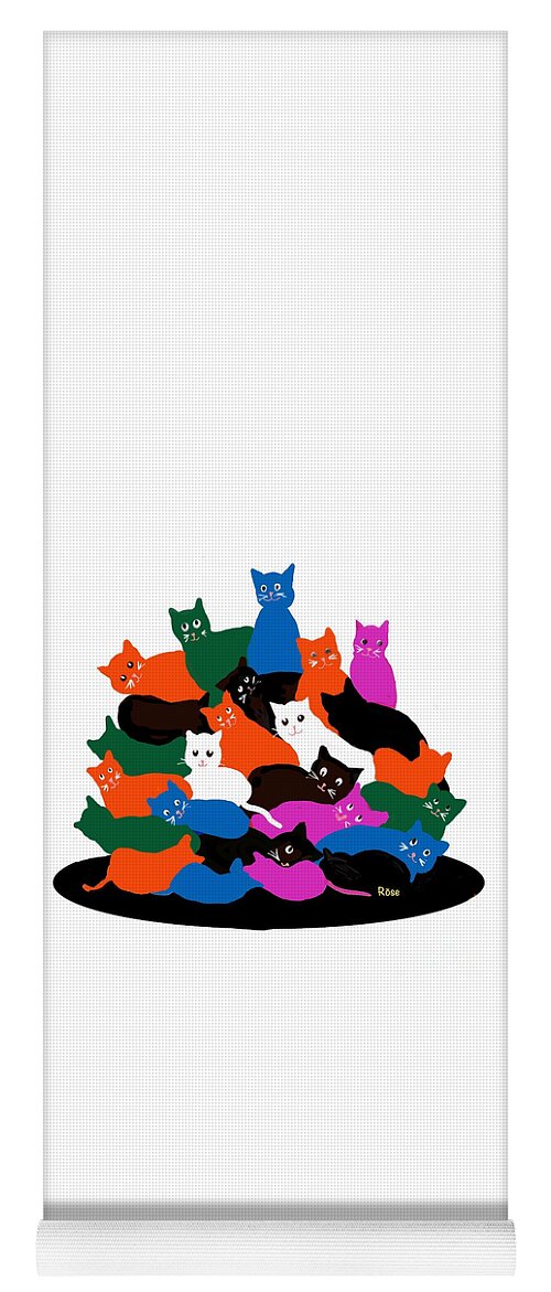 Cute Cats Yoga Mat featuring the digital art Cute cats by Elaine Hayward