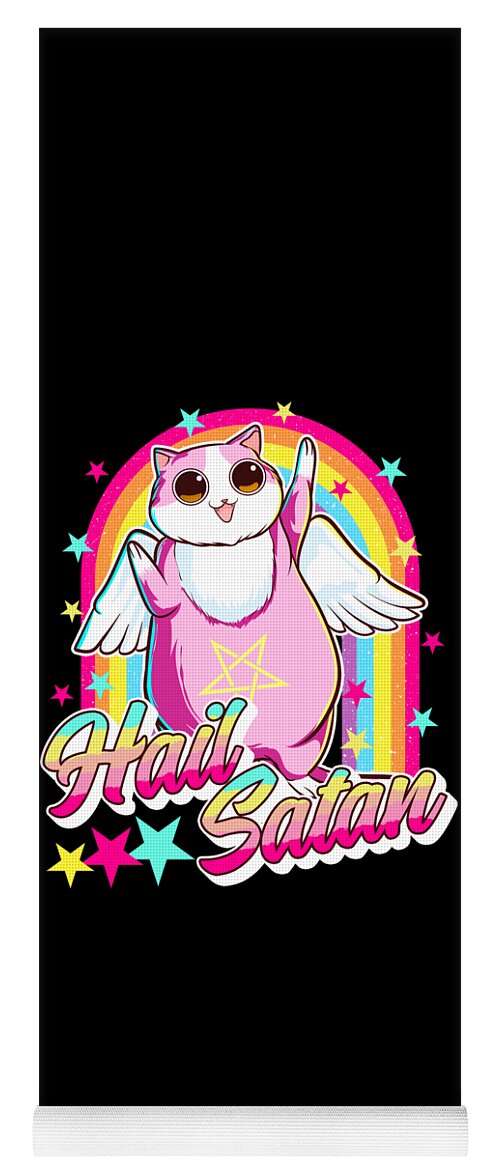 Cute Hail Satan Cat Rainbow Kitty Heavy Metal Yoga Mat by The Perfect  Presents - Fine Art America