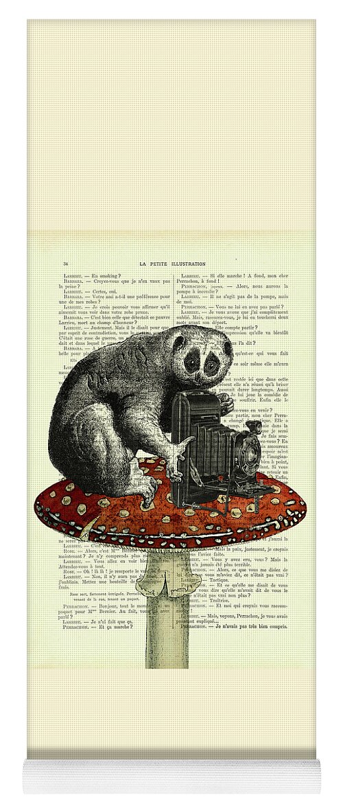 Slow Loris Yoga Mat featuring the mixed media Cute Photographer by Madame Memento