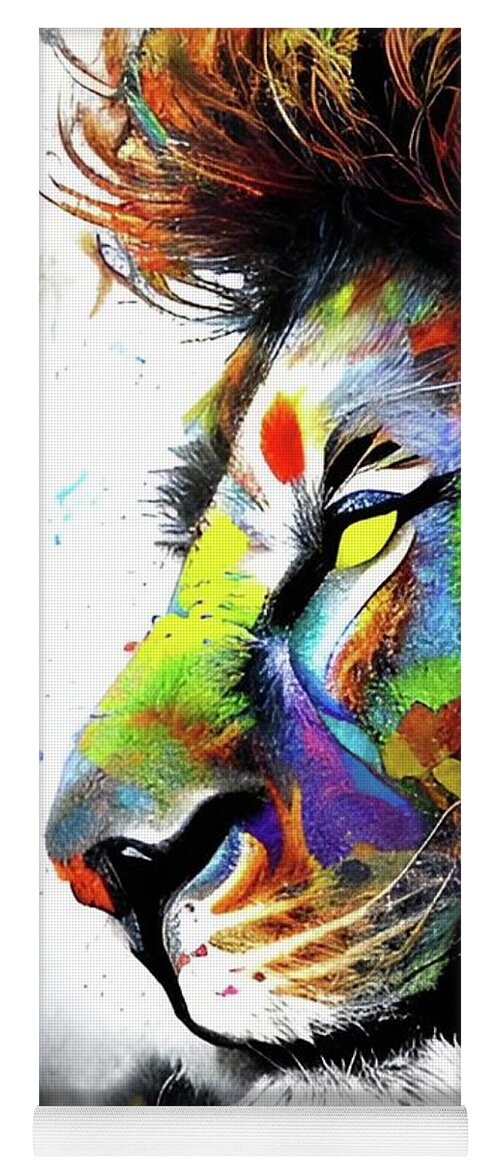 Cute Watercolor Beautiful Lion Art Print Yoga Mat by Artsyhands