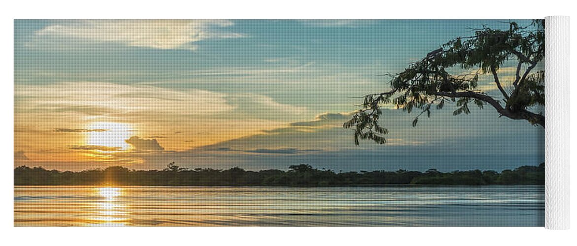 Amazon Yoga Mat featuring the photograph Cuyabeno sunset Laguna Grande by Henri Leduc