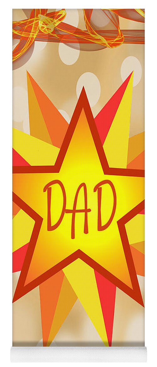 Dad Yoga Mat featuring the mixed media Dad, Star by Moira Law
