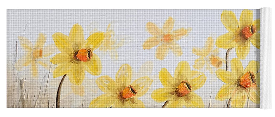 Daffodils Yoga Mat featuring the painting Daffodils by Amanda Dagg