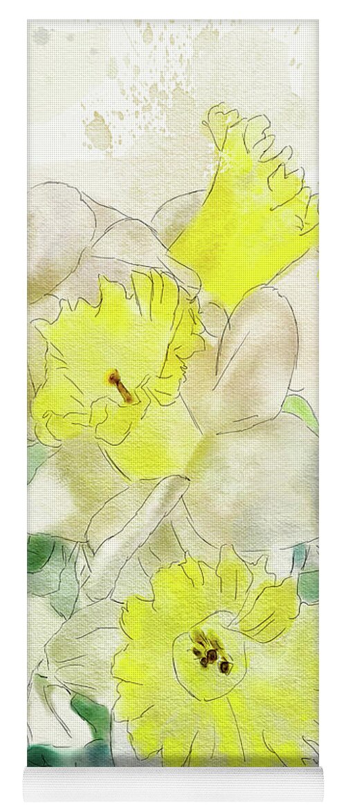 Flowers Yoga Mat featuring the digital art Daffodils And Ivy by Lois Bryan