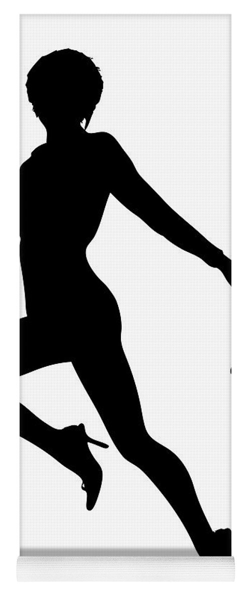 Black And White Yoga Mat featuring the digital art Dancing Lady with Purse by Pete Klinger