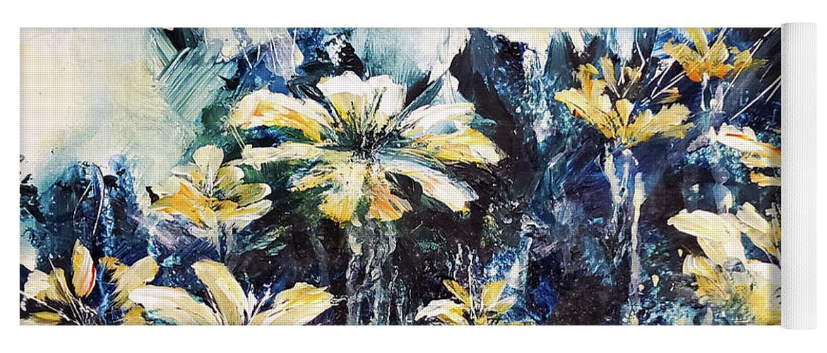 Abstract Floral Yoga Mat featuring the painting Dancing Posies by Zan Savage